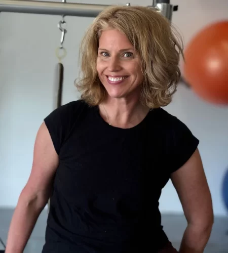 Kelly Gorder, founder of Wabi-Sabi Pilates, in the North Boulder studio